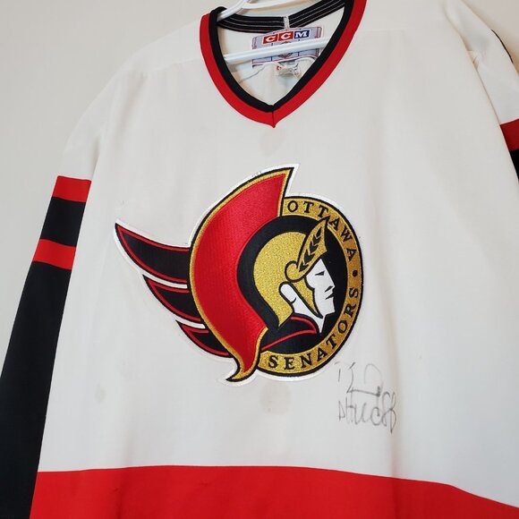 Vintage 90s Ottawa Senators Roger Neilson Signe 2D Logo NHL Jersey White Size L - Picture 3 of 5